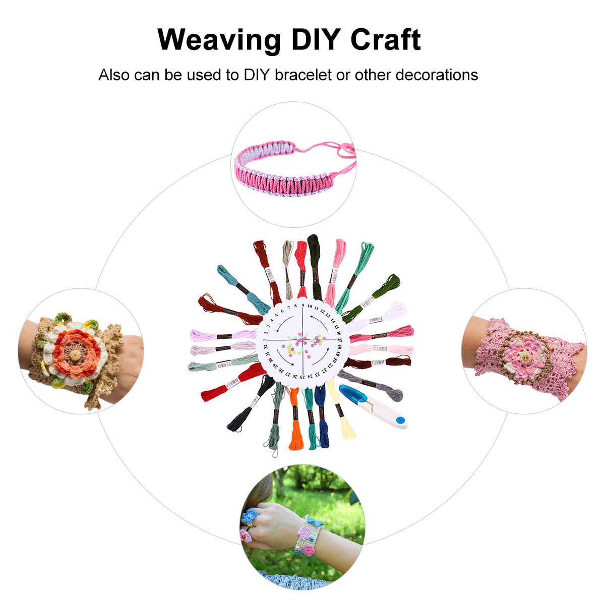 Embroidery Craft - 1 Set Rundes Webset Armband-Bastelset DIY
