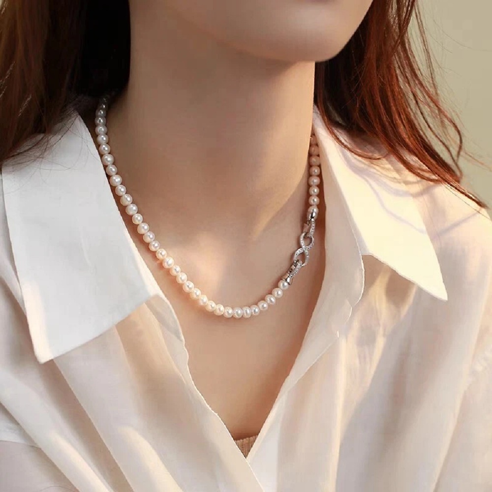 Pearl Trim Chain - Natürliche Perlenkette Akoya AAA 6-7mm Runde