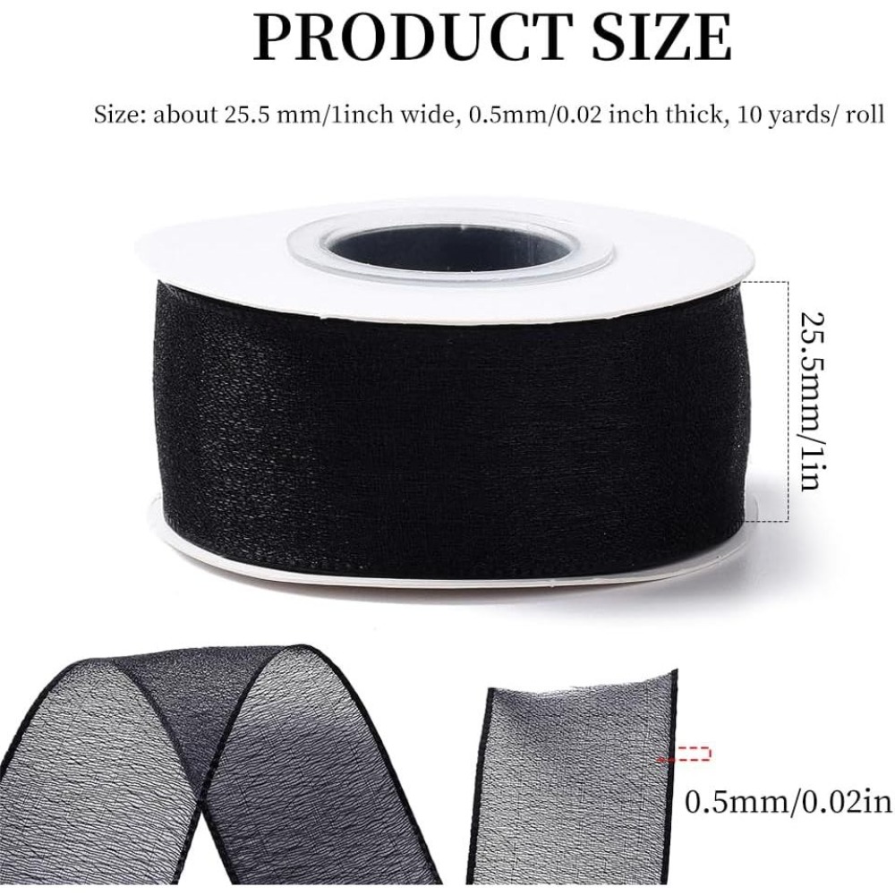 1 Zoll Schwarzes Organza-Band, – Organza Ribbon Spool Bewertung und Preis